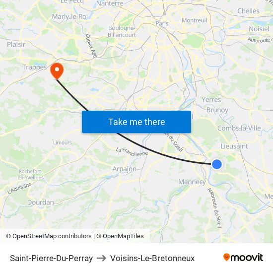 Saint-Pierre-Du-Perray to Voisins-Le-Bretonneux map