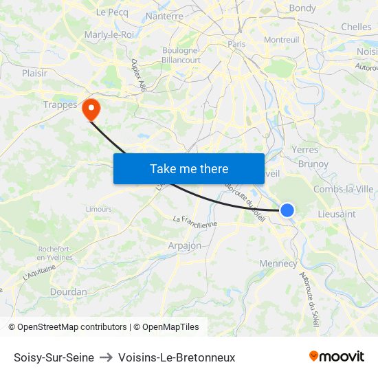 Soisy-Sur-Seine to Voisins-Le-Bretonneux map