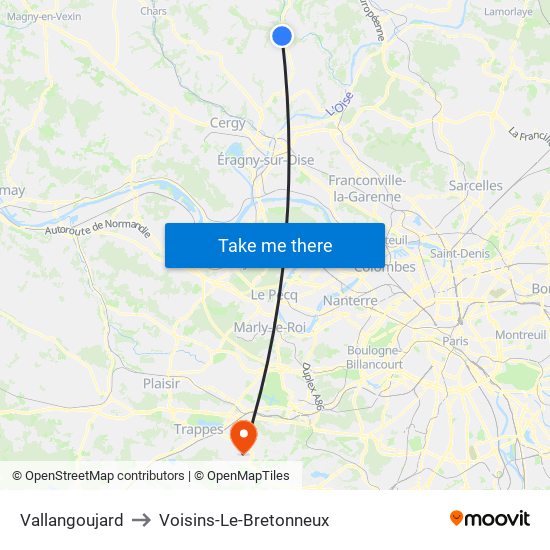 Vallangoujard to Voisins-Le-Bretonneux map