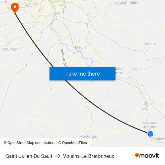 Saint-Julien-Du-Sault to Voisins-Le-Bretonneux map