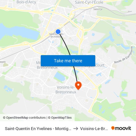 Saint-Quentin En Yvelines - Montigny-Le-Bretonneux to Voisins-Le-Bretonneux map