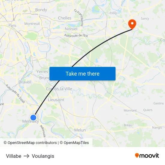 Villabe to Voulangis map