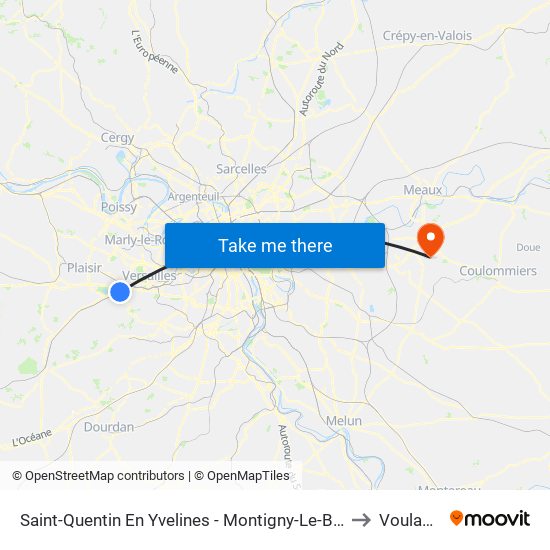 Saint-Quentin En Yvelines - Montigny-Le-Bretonneux to Voulangis map
