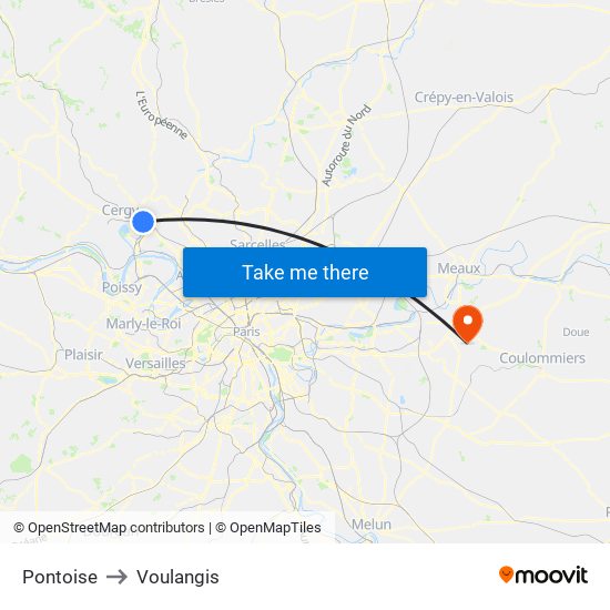 Pontoise to Voulangis map