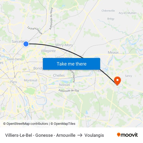 Villiers-Le-Bel - Gonesse - Arnouville to Voulangis map