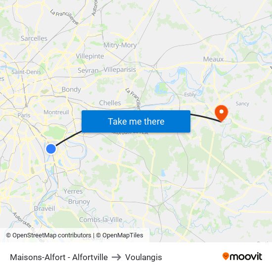 Maisons-Alfort - Alfortville to Voulangis map