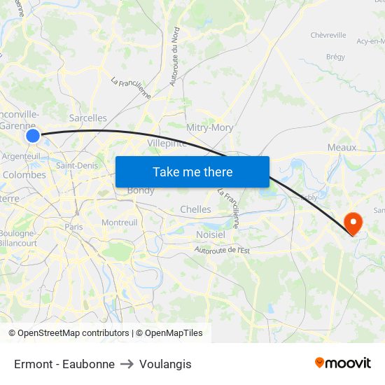 Ermont - Eaubonne to Voulangis map