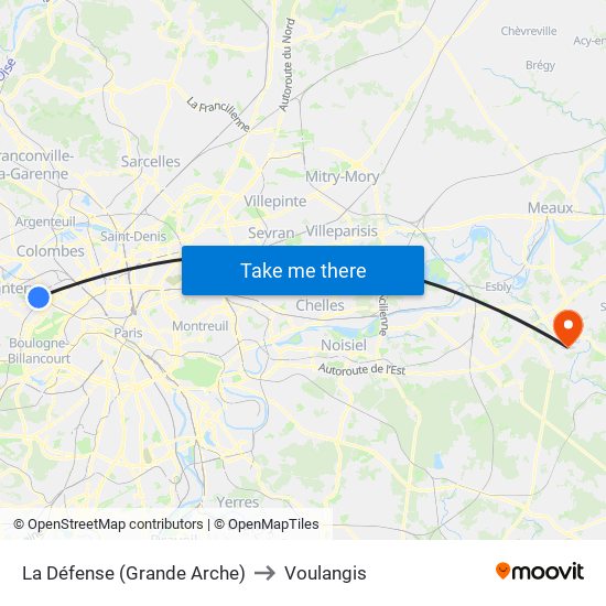La Défense (Grande Arche) to Voulangis map