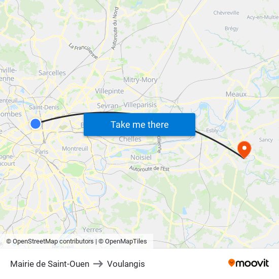 Mairie de Saint-Ouen to Voulangis map