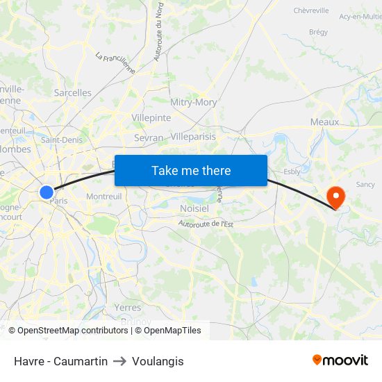 Havre - Caumartin to Voulangis map