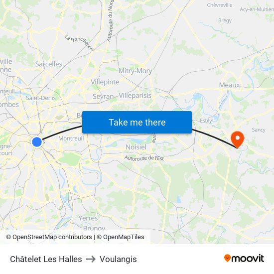 Châtelet Les Halles to Voulangis map