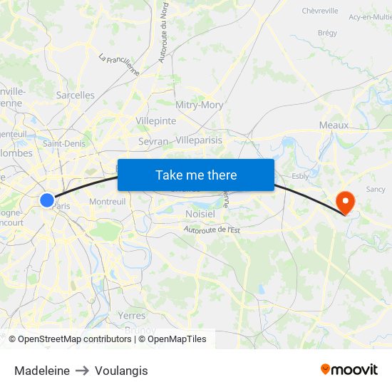 Madeleine to Voulangis map