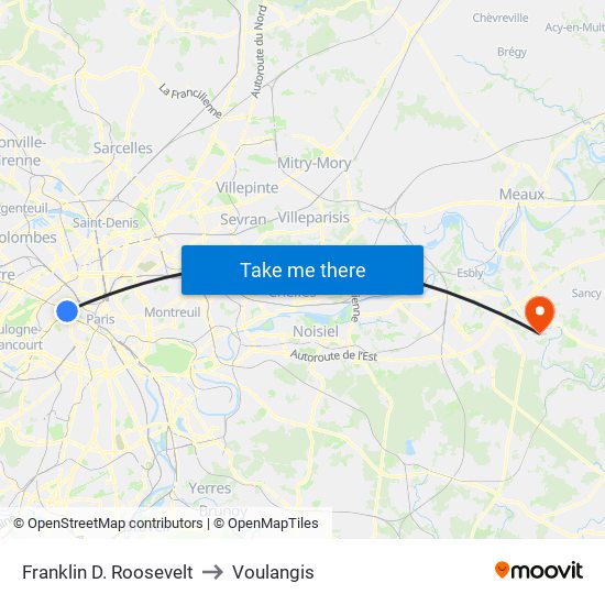 Franklin D. Roosevelt to Voulangis map