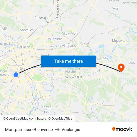 Montparnasse-Bienvenue to Voulangis map