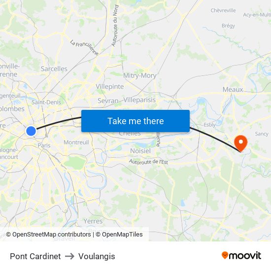 Pont Cardinet to Voulangis map