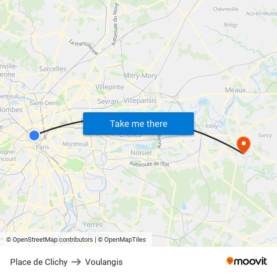 Place de Clichy to Voulangis map