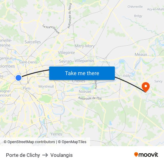 Porte de Clichy to Voulangis map