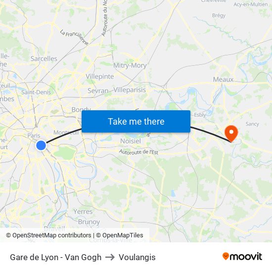 Gare de Lyon - Van Gogh to Voulangis map