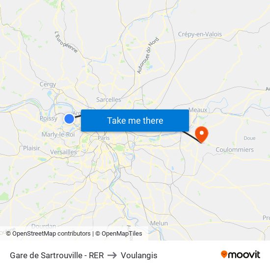 Gare de Sartrouville - RER to Voulangis map