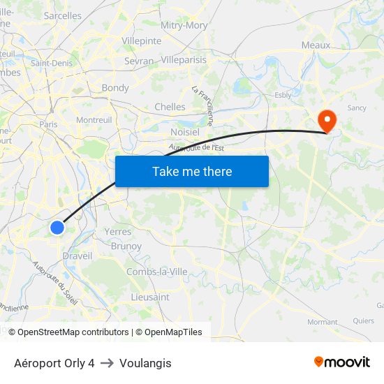 Aéroport Orly 4 to Voulangis map