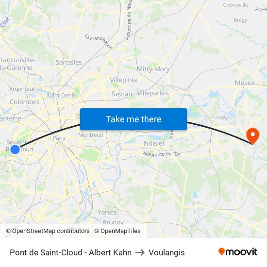 Pont de Saint-Cloud - Albert Kahn to Voulangis map