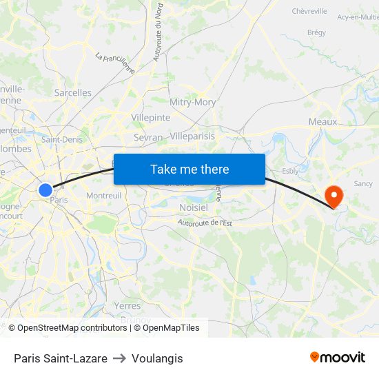 Paris Saint-Lazare to Voulangis map