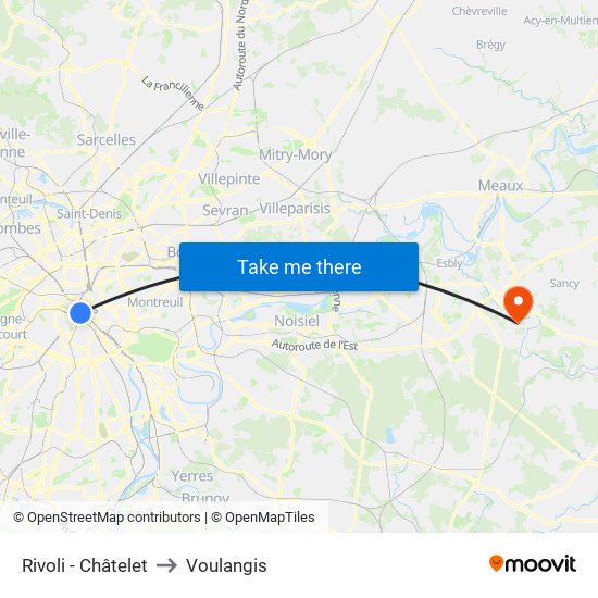 Rivoli - Châtelet to Voulangis map