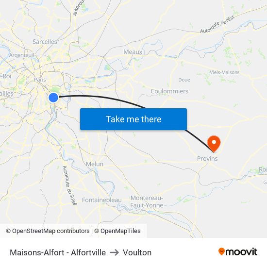 Maisons-Alfort - Alfortville to Voulton map