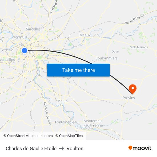 Charles de Gaulle Etoile to Voulton map