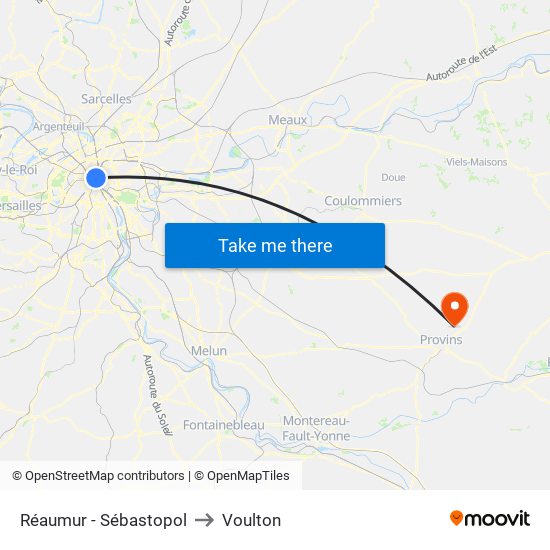 Réaumur - Sébastopol to Voulton map