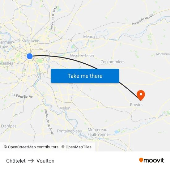 Châtelet to Voulton map