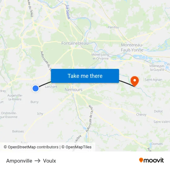 Amponville to Voulx map