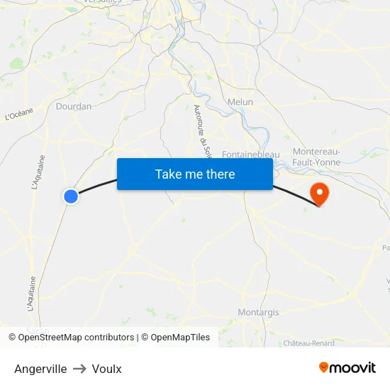 Angerville to Voulx map