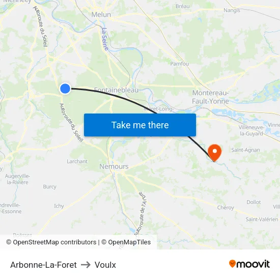 Arbonne-La-Foret to Voulx map