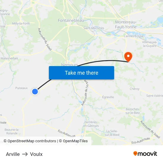 Arville to Voulx map