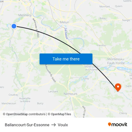 Ballancourt-Sur-Essonne to Voulx map