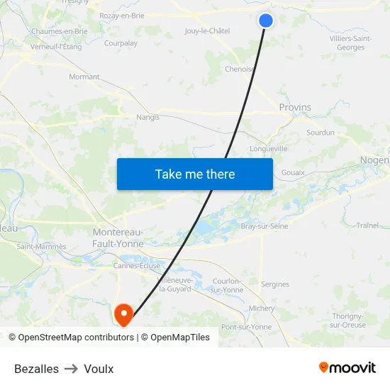 Bezalles to Voulx map