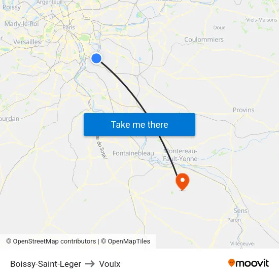 Boissy-Saint-Leger to Voulx map