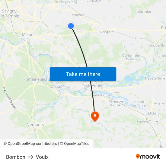 Bombon to Voulx map