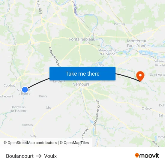 Boulancourt to Voulx map