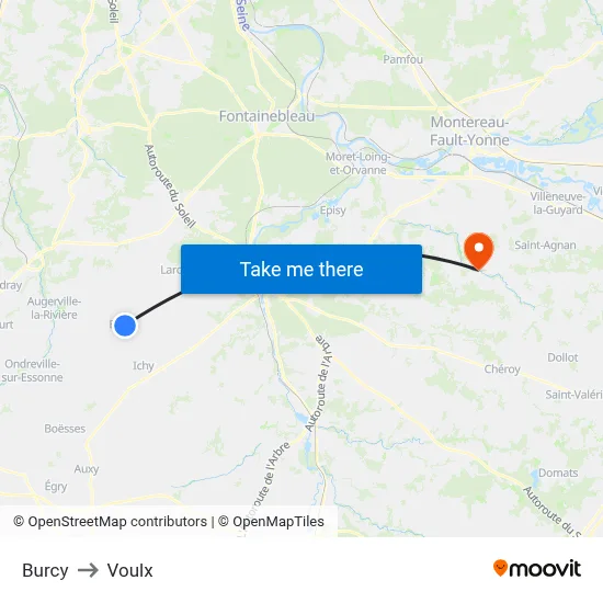 Burcy to Voulx map