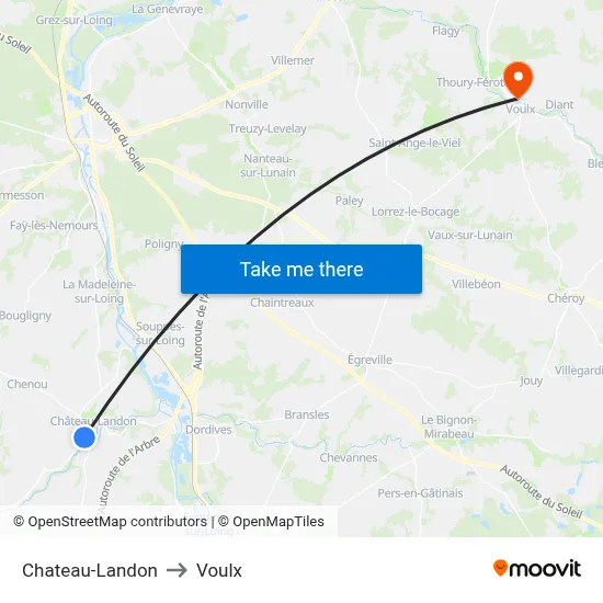 Chateau-Landon to Voulx map