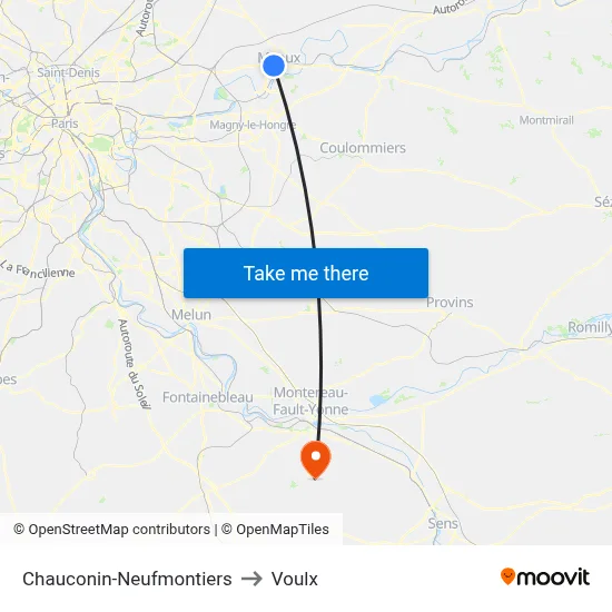Chauconin-Neufmontiers to Voulx map