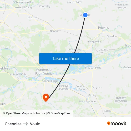 Chenoise to Voulx map