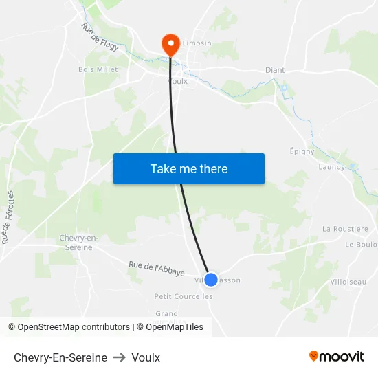 Chevry-En-Sereine to Voulx map