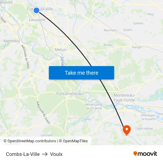 Combs-La-Ville to Voulx map