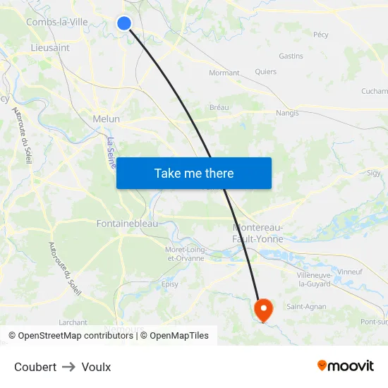 Coubert to Voulx map