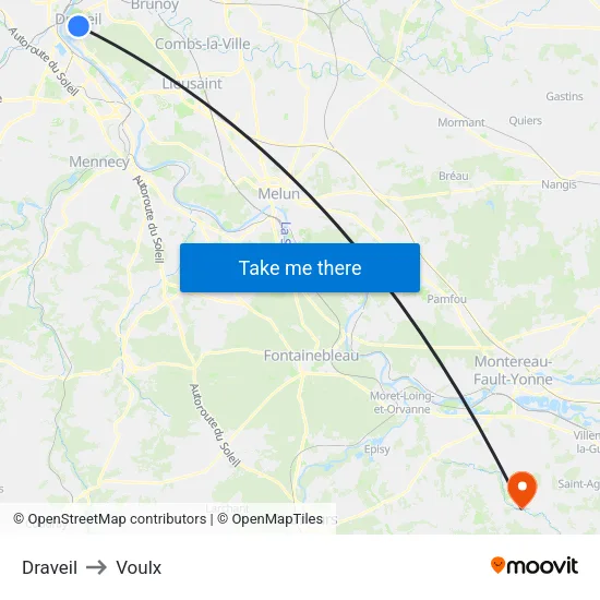 Draveil to Voulx map