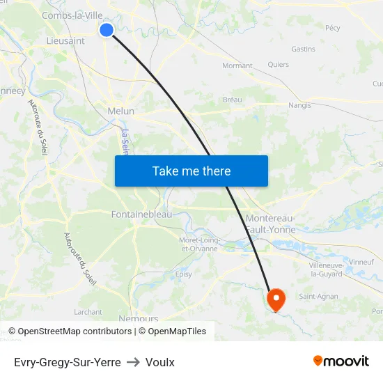 Evry-Gregy-Sur-Yerre to Voulx map