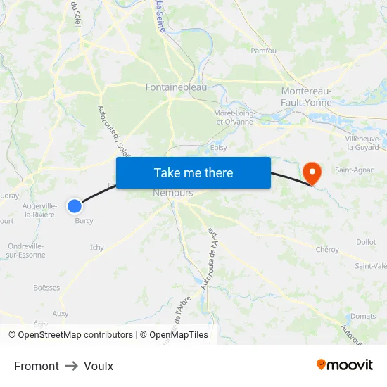 Fromont to Voulx map